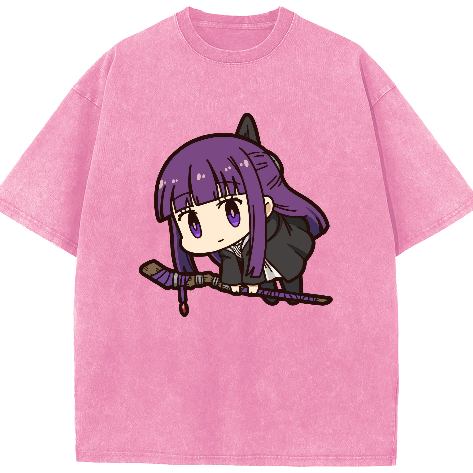 （画像用） 葬送のフリーレン Frieren 綿100% ヴィンテージ風 半袖Tシャツ（フロントプリント）